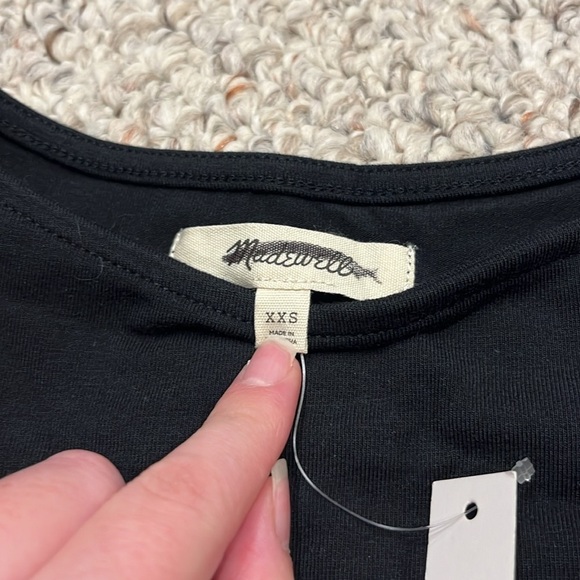 NWT Madewell Scoop Neck Cap Sleeve Tee Sz XXS Black - Picture 2 of 8